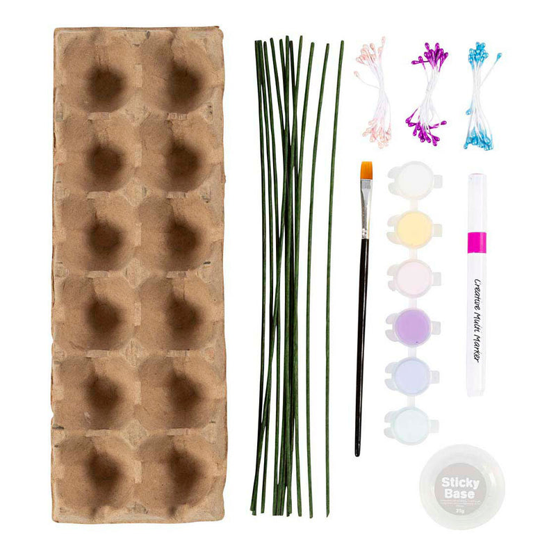 Load image into Gallery viewer, Creativ company hobbyset bloemen van eierdozen pastelkleuren