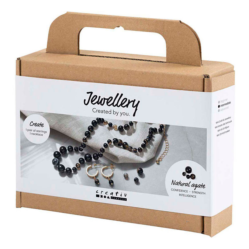 Afbeelding laden in galerijviewer, Creativ company http: www.cchobby.nl mini-hobbyset-sieraden-halsketting-en-oorbellen-zwart-wit-1-doos