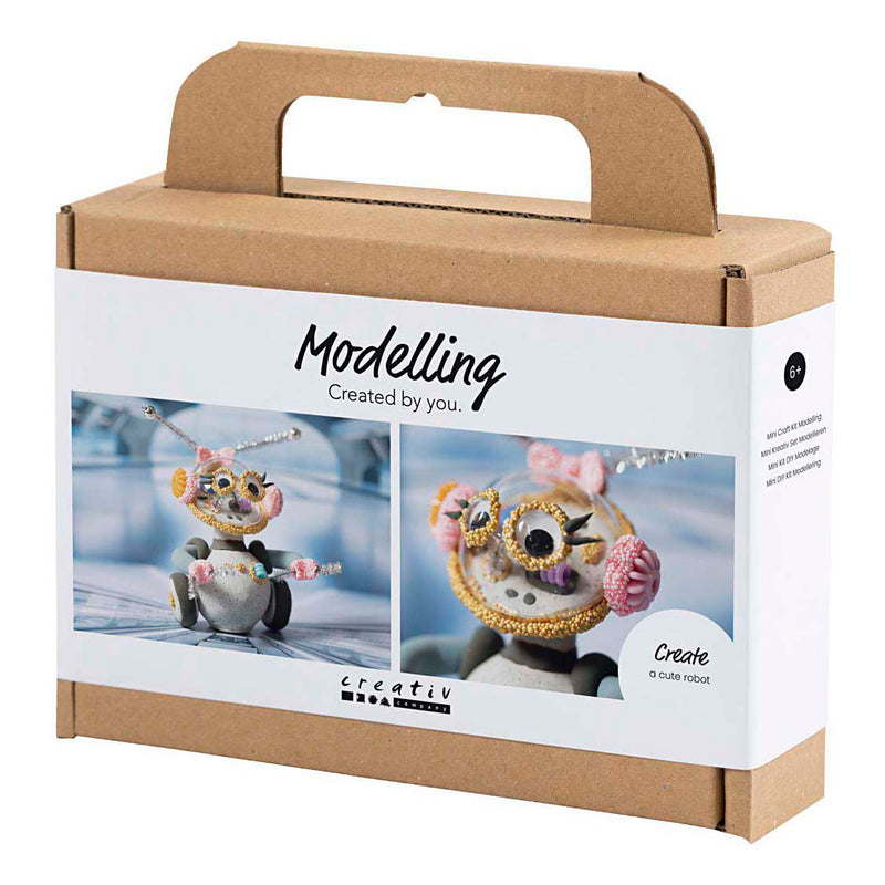 Afbeelding laden in galerijviewer, Creativ company https: www.cchobby.nl mini-hobbyset-boetseren-robot-grijs-roze-1-doos