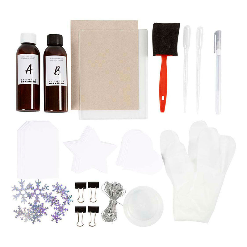 Load image into Gallery viewer, Creativ company mini hobbyset cyanotypie geschenklabels blauw en zilver