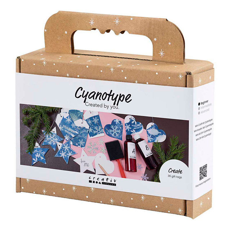 Load image into Gallery viewer, Creativ company mini hobbyset cyanotypie geschenklabels blauw en zilver