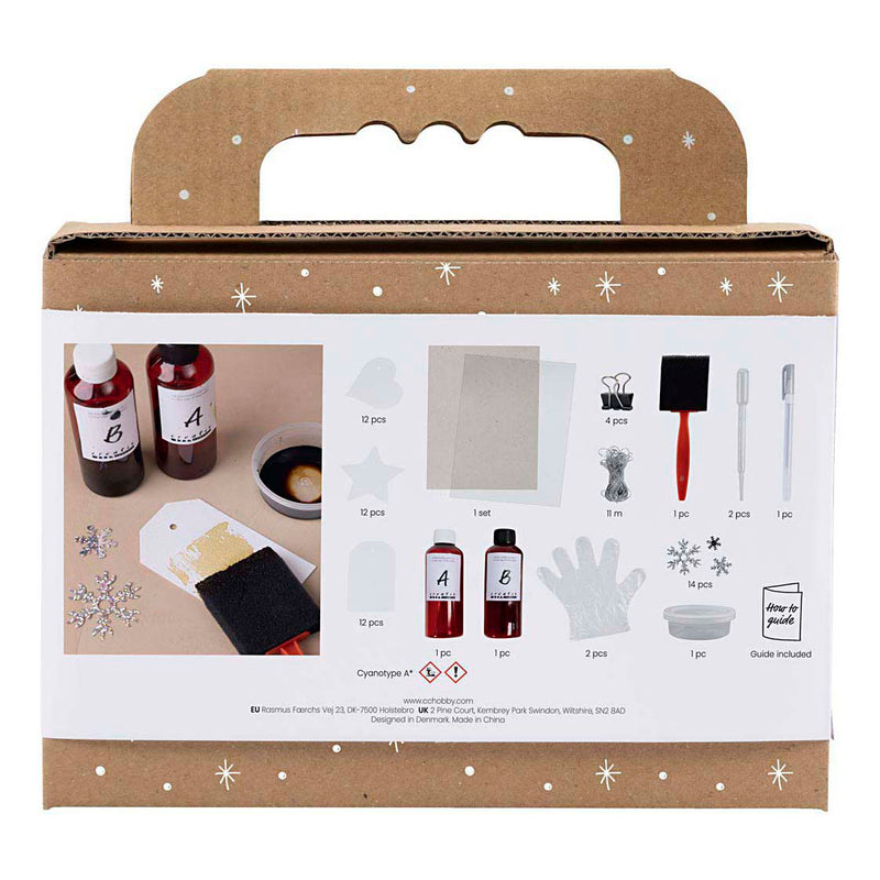 Load image into Gallery viewer, Creativ company mini hobbyset cyanotypie geschenklabels blauw en zilver
