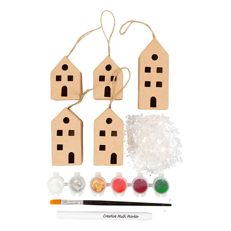 Load image into Gallery viewer, Creativ company mini hobbyset decoratie huizen kerst kleuren