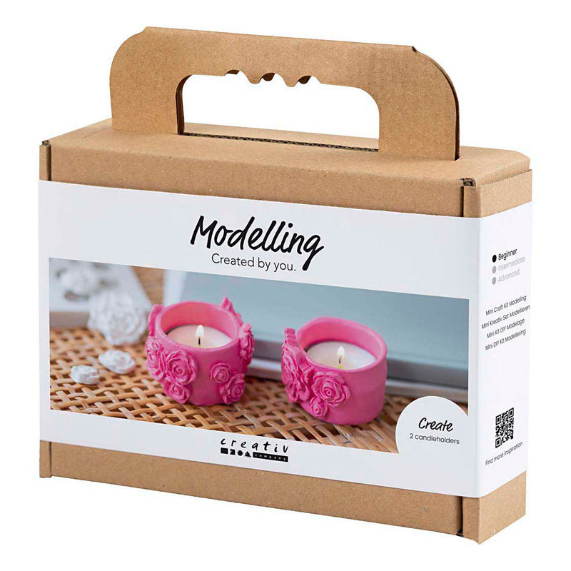 Afbeelding laden in galerijviewer, Creativ company https: www.cchobby.nl mini-hobbyset-boetseren-theelichthouders-roze-1-doos