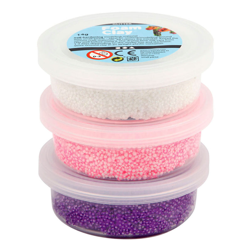 Afbeelding laden in galerijviewer, Creativ company foam clay glitter metallic - 3x14gr.