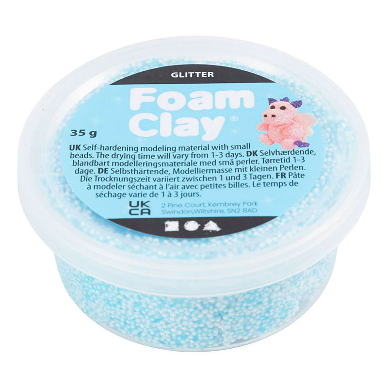 Afbeelding laden in galerijviewer, Creativ company foam clay glitter lichtblauw - 35gr.