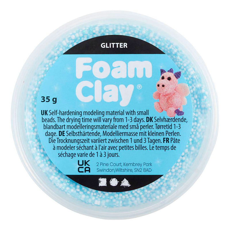 Afbeelding laden in galerijviewer, Creativ company foam clay glitter lichtblauw - 35gr.