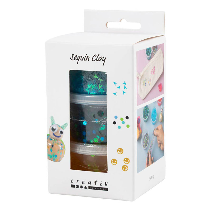 Load image into Gallery viewer, Creativ company sequin clay blauw groen - 6x60gr.
