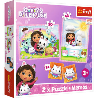 Afbeelding laden in galerijviewer, Puzzel gabby's poppenhuis 30 en 48 stukjes en memo | 2 stuks