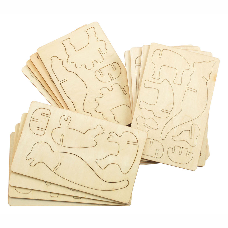 Load image into Gallery viewer, Colorations bouwpakketje houten 3d dinosaurus, set van 4