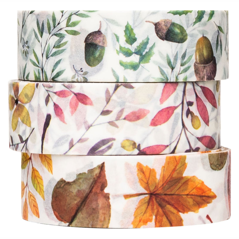 Load image into Gallery viewer, Colorations - washi tape herfstblaadjes 3 rollen, 5mtr.