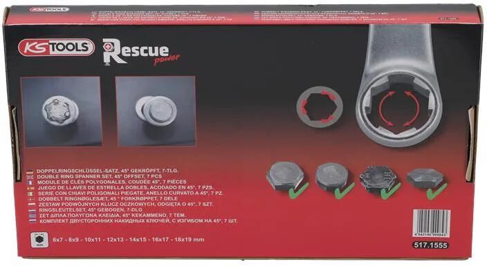Load image into Gallery viewer, Ks tools doppelringschlüsselsatz rescuepower double combination spanne 7tlg. covered