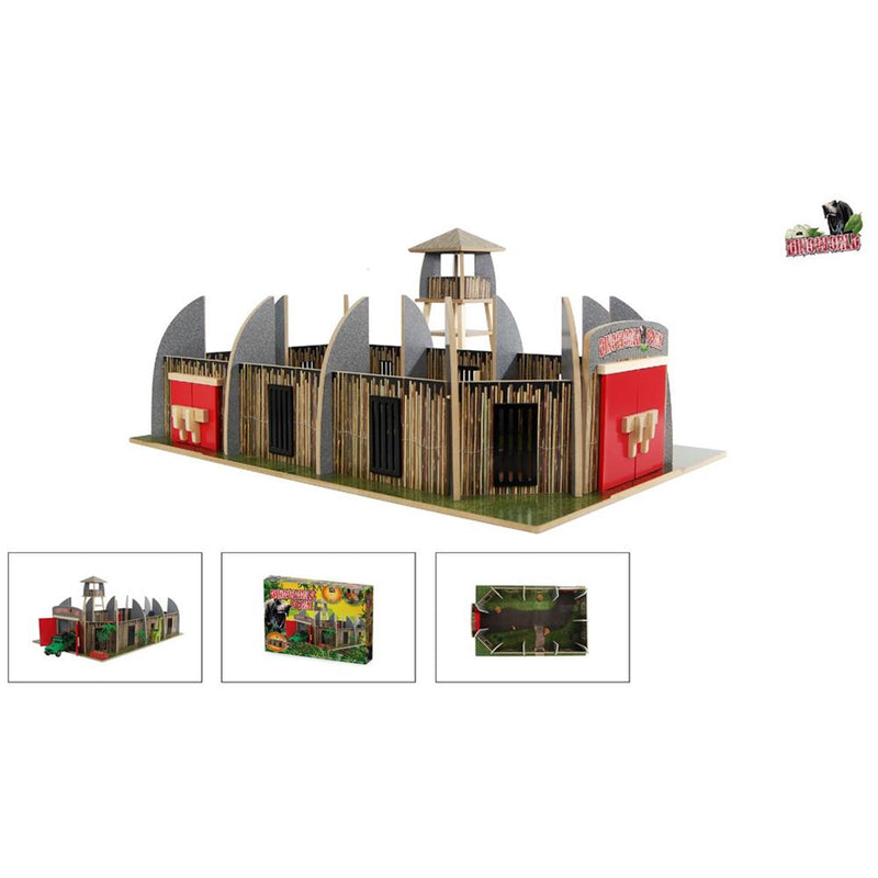 Afbeelding laden in galerijviewer, Dinoworld houten dinosaurus park met uitkijktoren speelset