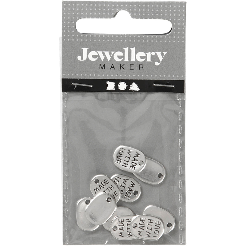 Afbeelding laden in galerijviewer, Https: www.cchobby.nl sieraden-hanger-l-12-mm-b-8-mm-gatgrootte-1-mm-verzilverd-10-stuk-1-doos