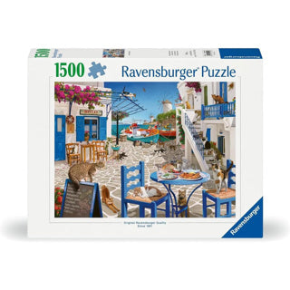Load image into Gallery viewer, Ravensburger puzzel katten mykonos 1500 stukjes legpuzzel.