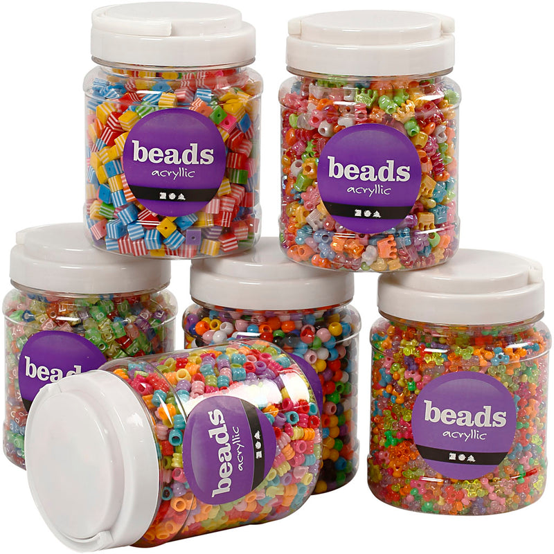 Afbeelding laden in galerijviewer, Https: www.cchobby.nl plastic-kralenmix-afm-7-10-mm-gatgrootte-2-4-mm-ca-2400-gr-diverse-kleuren-6x700-ml-1-doos