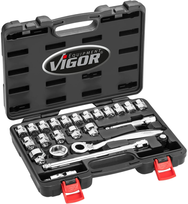 Load image into Gallery viewer, Vigor steckschlüsselsatz v7202 socket set 1 2 24-tg superflat v7202