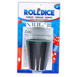 Load image into Gallery viewer, Osa private label dobbelset spel compleet met 5 dobbelstenen dobbelbeker en scoreblok op blister | 6 stuks