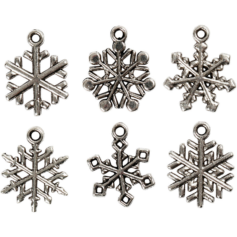 Afbeelding laden in galerijviewer, Https: www.cchobby.nl sneeuwvlok-h-20-mm-gatgrootte-1-5-mm-antiek-zilver-18-div-1-doos