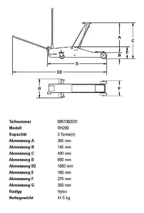 Load image into Gallery viewer, Rc rodcraft wagenheber rh290 hydraulic shunting jack r carrying capacity 3.0t
