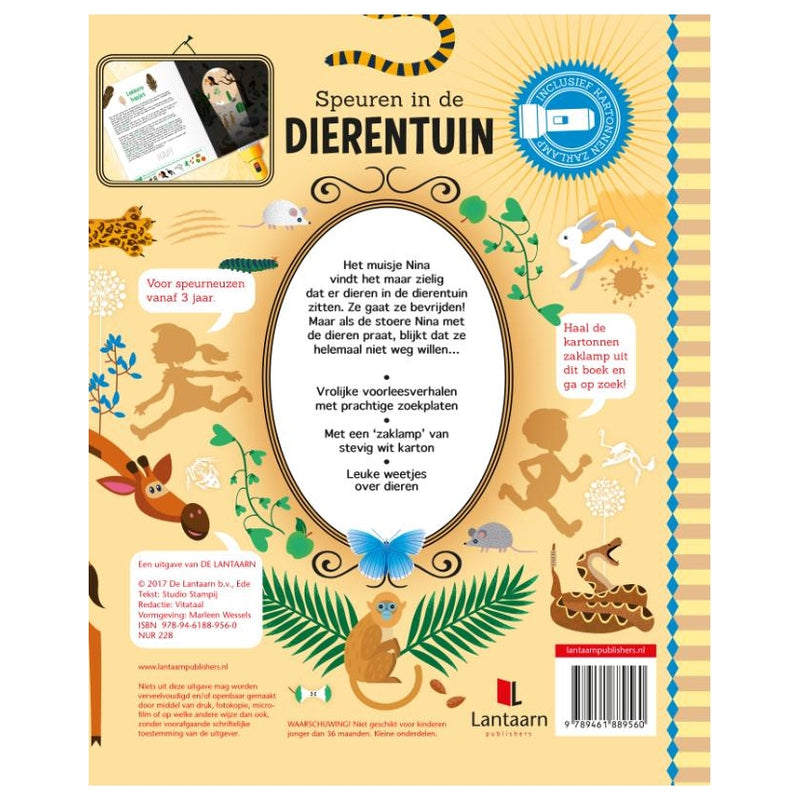 Load image into Gallery viewer, Speuren in de dierentuin + kartonnen zaklamp