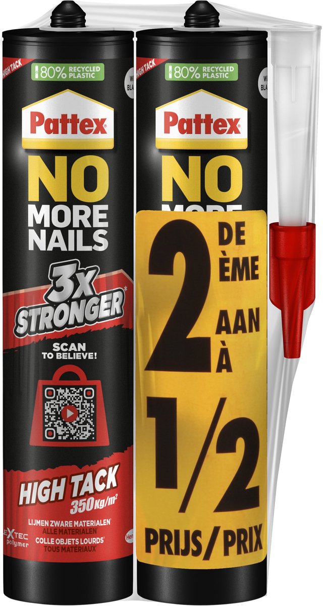 Load image into Gallery viewer, Pattex no-more-nails high-tack montagekit 2x460g | high-tack montagekit voor hangwerken | voor extra sterke montagekit aanhechting.