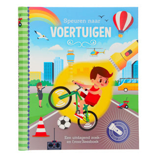 Load image into Gallery viewer, Speuren naar voertuigen + kartonnen zaklamp