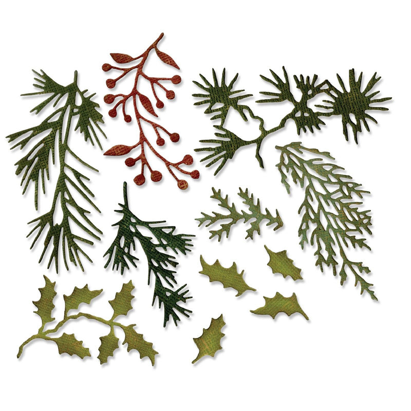 Load image into Gallery viewer, Sizzix • thinlits die set 11pcs holiday greens mini by tim holtz