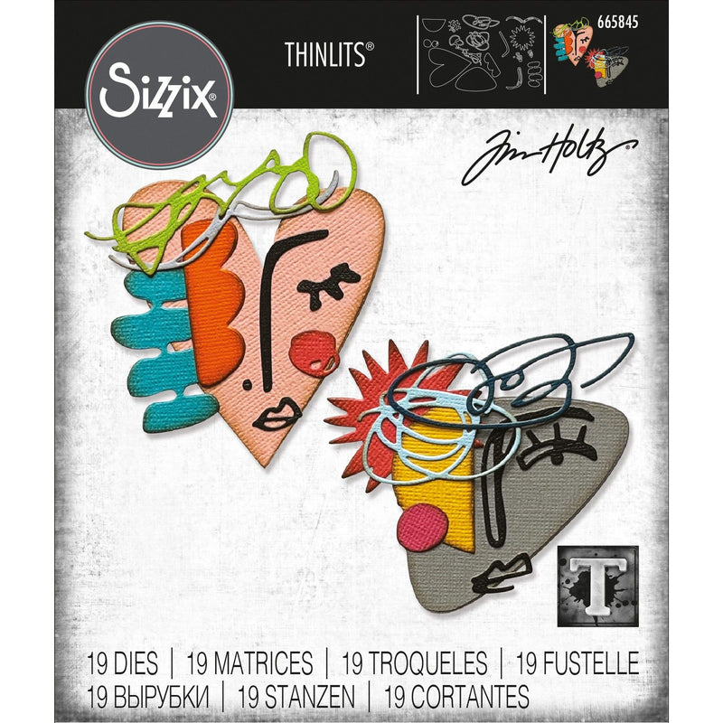 Load image into Gallery viewer, Sizzix • tim holtz thinlits die set abstract faces 19pcs