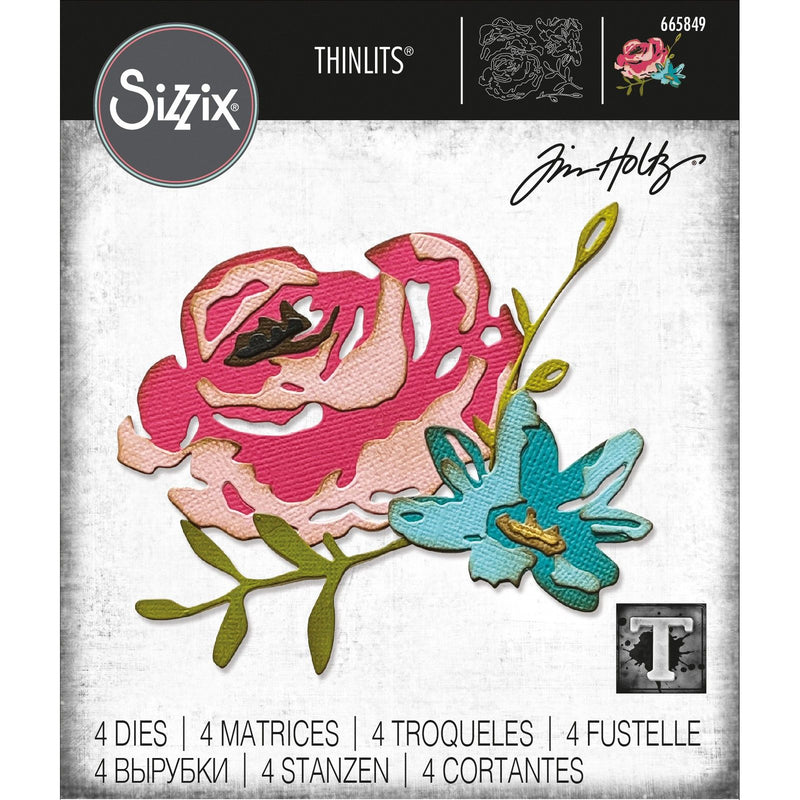 Load image into Gallery viewer, Sizzix • tim holtz thinlits die set brushstroke flowers #4 4pcs