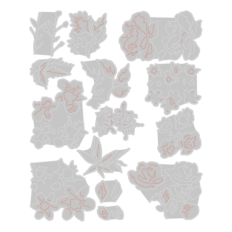 Load image into Gallery viewer, Sizzix • tim holtz thinlits die set brushstroke flowers mini 14pcs