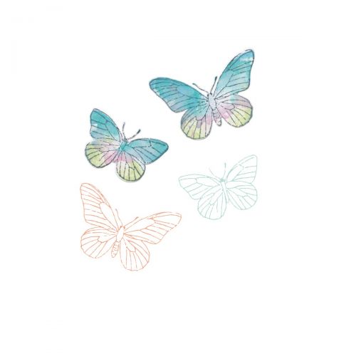 Load image into Gallery viewer, Sizzix • clear stamps set a5 with framelits die painted pencil butterflies