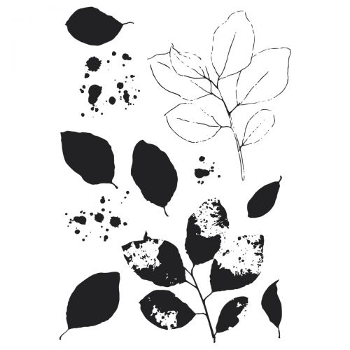 Load image into Gallery viewer, Sizzix • clear stamps set a5 with framelits die painted pencil leaves