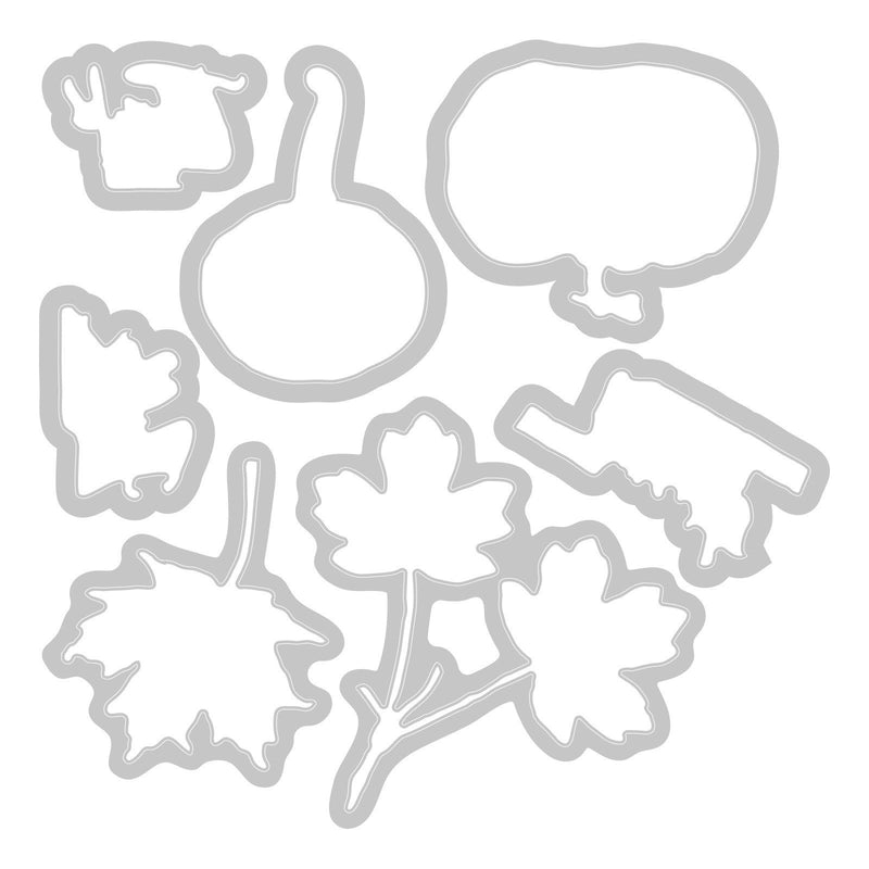 Load image into Gallery viewer, Sizzix • clear stamp set a5 with framelits die pencil line harvest 23pcs