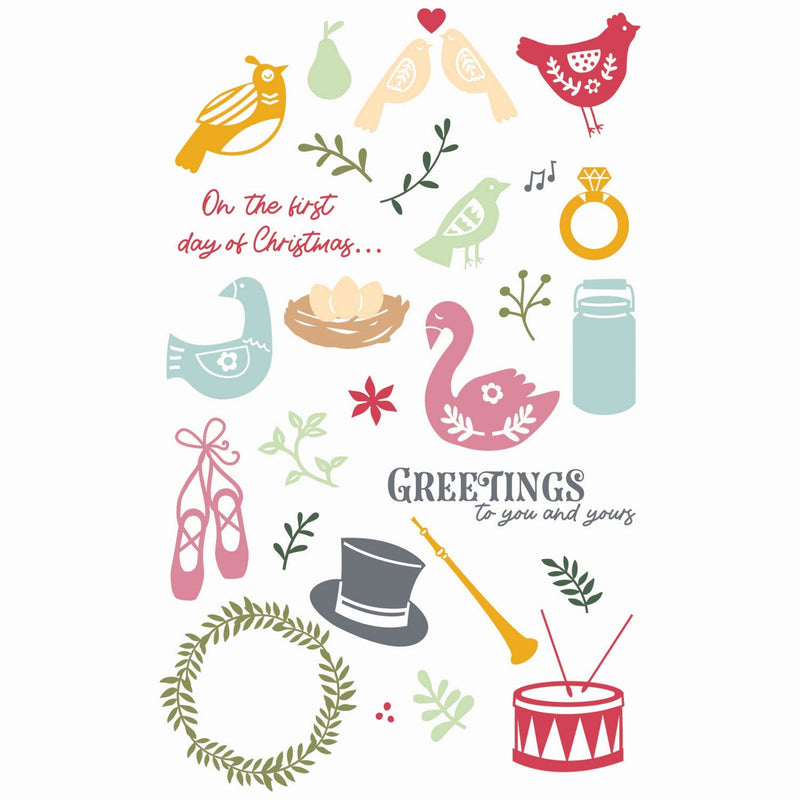 Load image into Gallery viewer, Sizzix • clear stamp set a5 12 days of christmas 30pcs