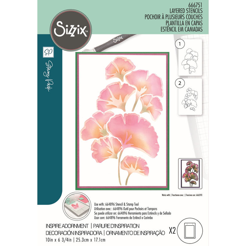 Load image into Gallery viewer, Sizzix • cosmopolitan stencil a5 inspire adornment 2pcs