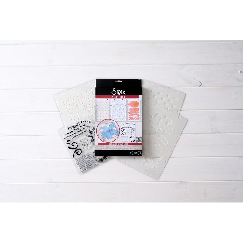 Load image into Gallery viewer, Sizzix • studio stamps set 7pcs 3pcs stencils create by cat kerr