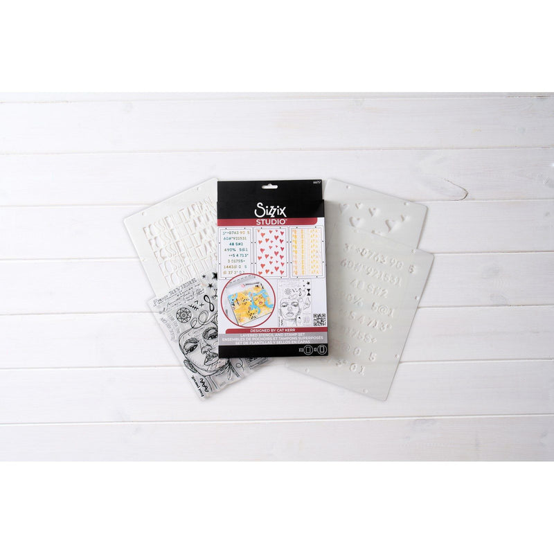 Load image into Gallery viewer, Sizzix • studio stamps set 13pcs 3pcs stencils possibilitarian by cat kerr