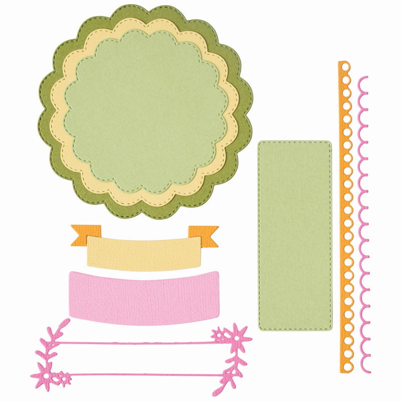 Load image into Gallery viewer, Sizzix • thinlits die set scalloped circles, borders banners 10pcs