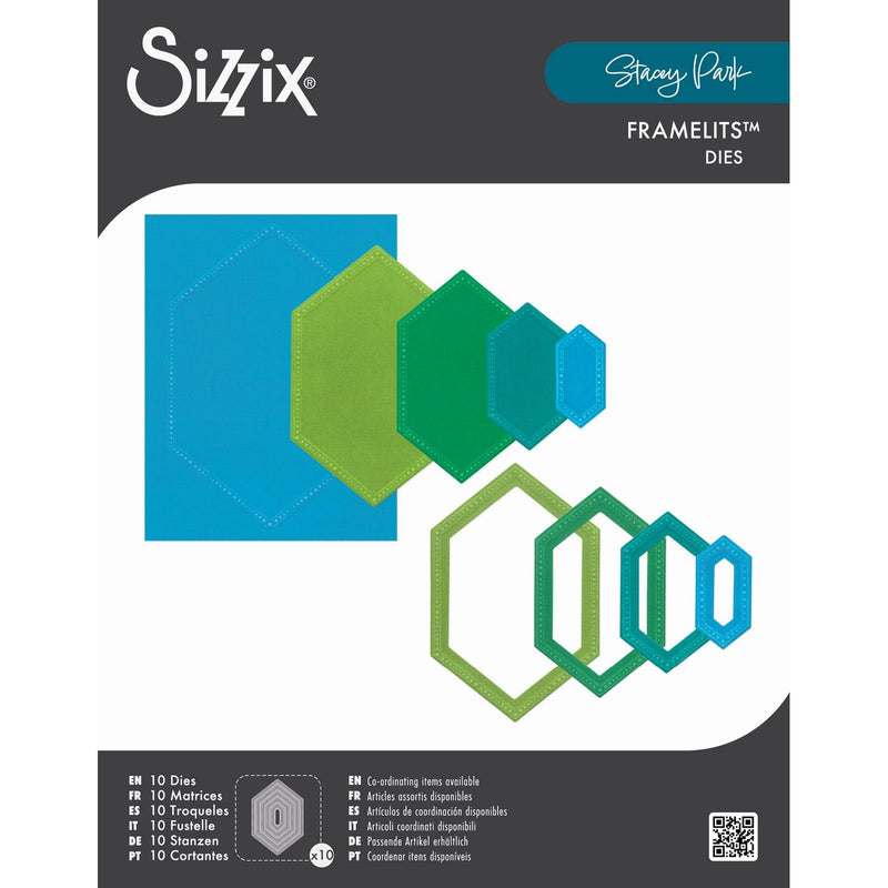Load image into Gallery viewer, Sizzix • framelits die set 10pcs -framelits reversed belinda stitched hexagons by stacey park