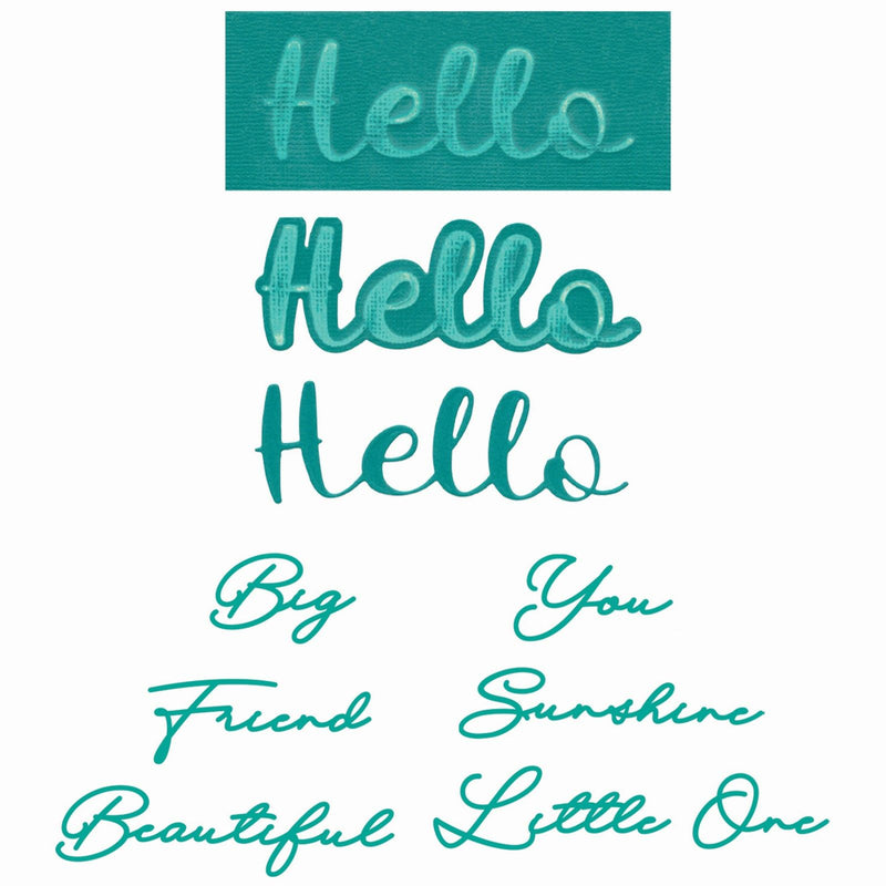 Load image into Gallery viewer, Sizzix • thinlits die set 10pcs take two's, hello sentiment by stacey park