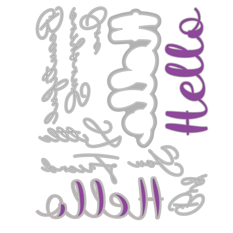 Load image into Gallery viewer, Sizzix • thinlits die set 10pcs take two's, hello sentiment by stacey park