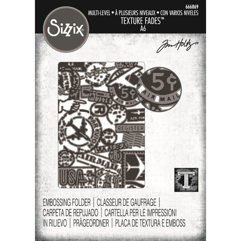 Load image into Gallery viewer, Sizzix • multi level textured impressions embossing folder vault airmail by tim holtz