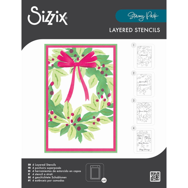 Load image into Gallery viewer, Sizzix • a6 stencil 4pcs a wreath in time by stacey park