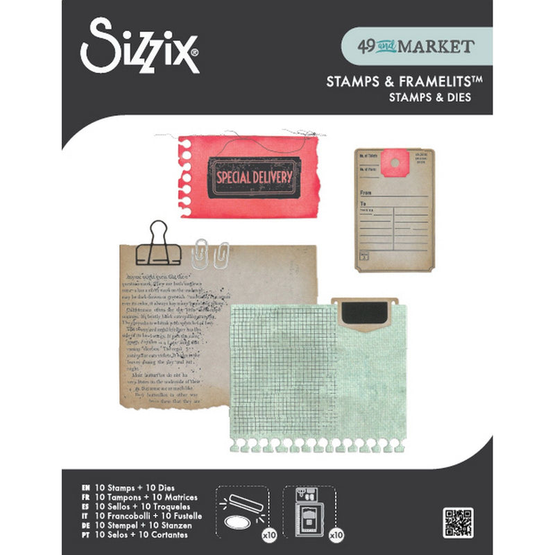 Load image into Gallery viewer, Sizzix • clear stamps set 10pcs 10pcs framelits creative combos by 49 market