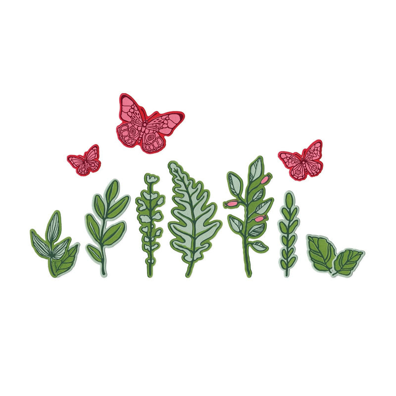 Load image into Gallery viewer, Sizzix • clear stamps set 12pcs 26pcs framelits die greenery layers 1 by vicki boutin
