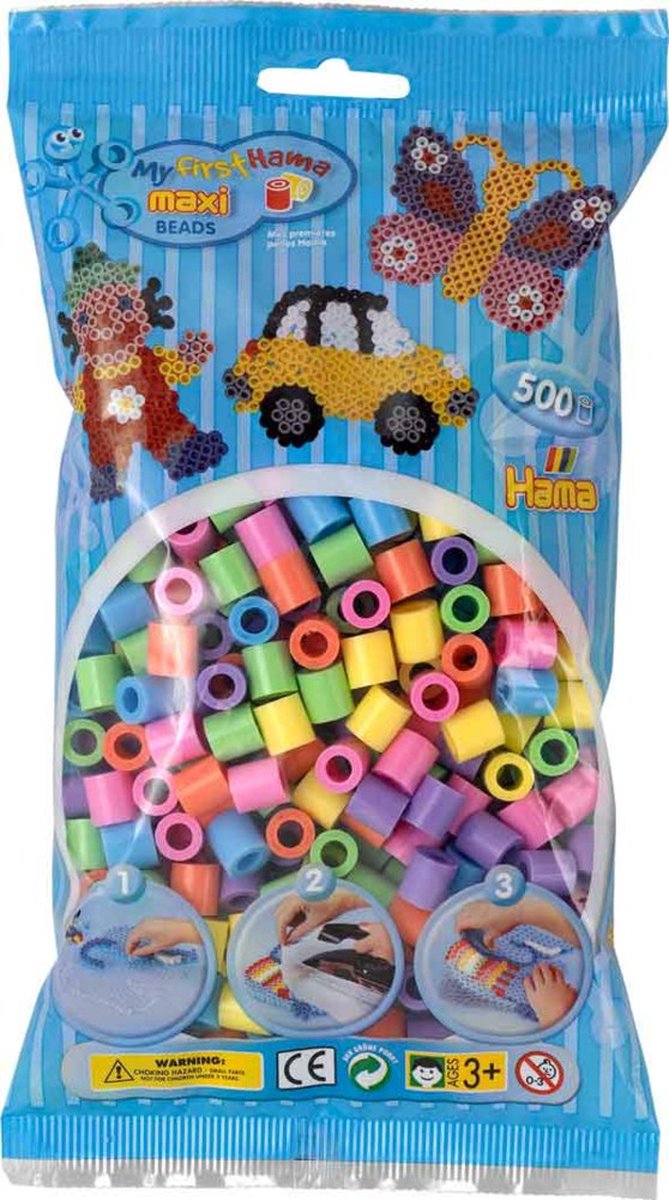 Afbeelding laden in galerijviewer, Hama strijkkralen maxi in bak - pastelmix (050), 600st.