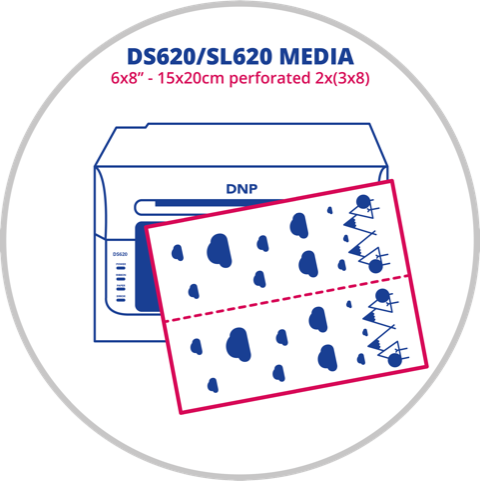 Load image into Gallery viewer, Dnp papier 2 rol à 200 st. 15x20 geperforeerd op 7,5x20 voor ds620