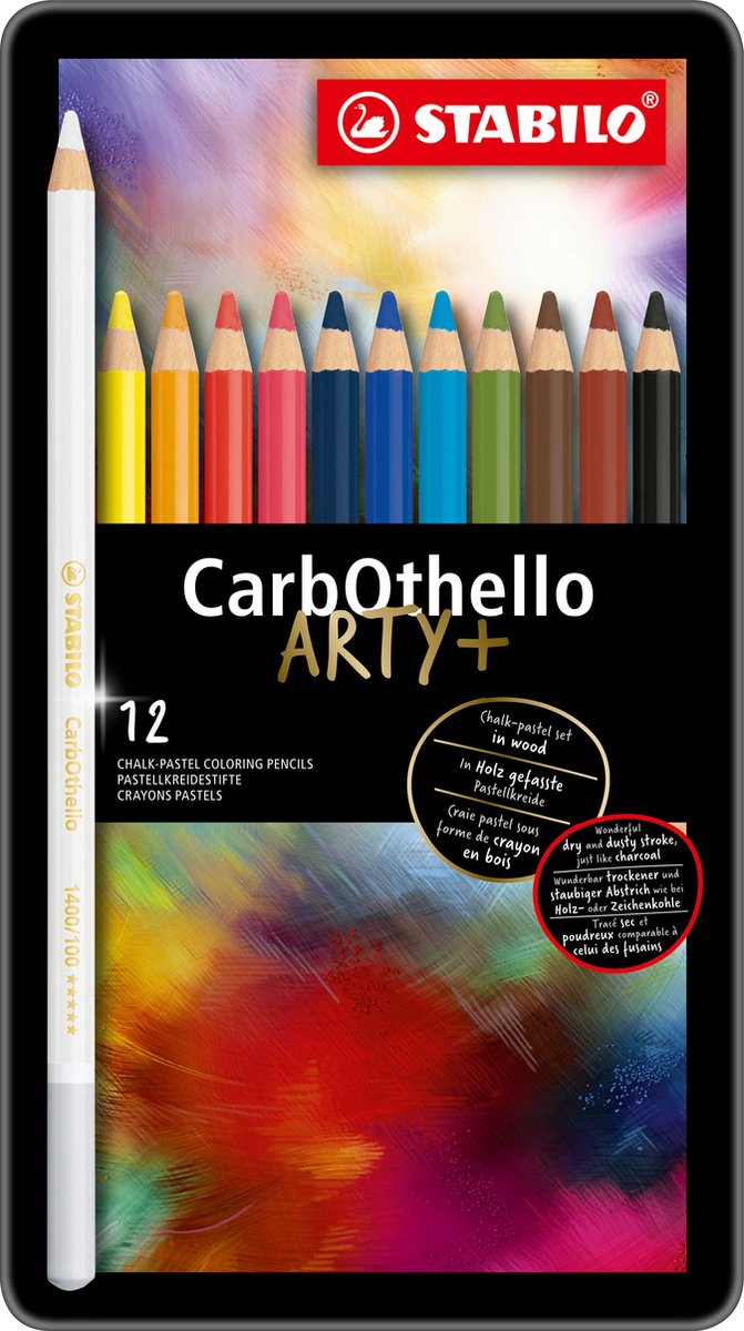 Afbeelding laden in galerijviewer, Stabilo carbothello - kalkpastel kleurpotlood - metalen set 12 st.