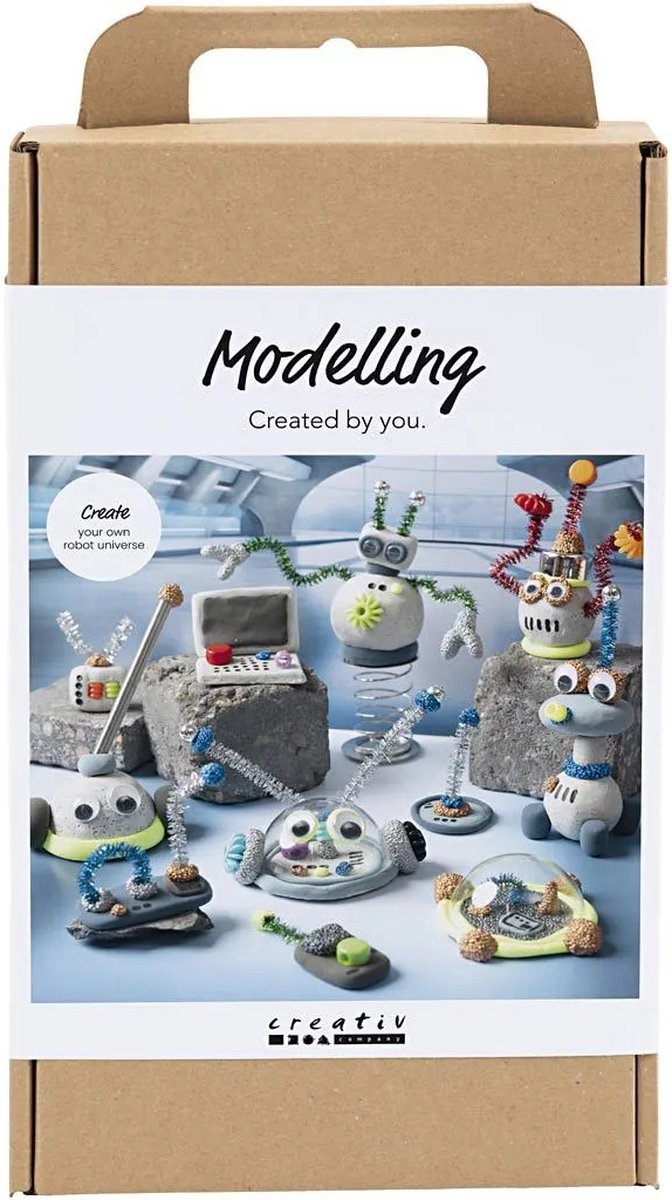 Afbeelding laden in galerijviewer, Creativ company https: www.cchobby.nl hobbyset-boetseren-robot-blauw-grijs-rood-verzilverd-1-doos